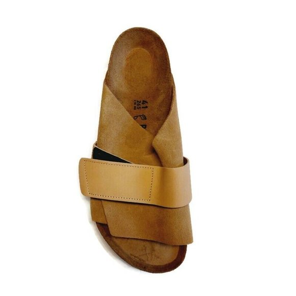 Birkenstock Kyoto Nubuck Suede Leather Sandals Womens 10 Mens 8 Sand Brown - Picture 3 of 10